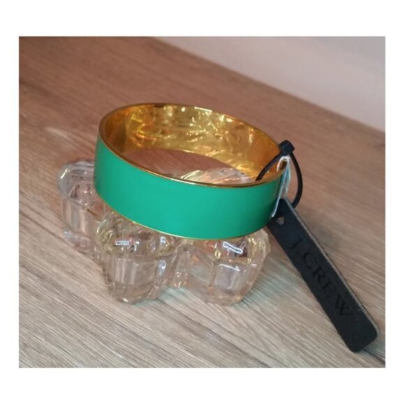 New J.crew Green Classic Enamel Bangle Bracelet Stackable Layering Pop Of Color - Picture 1 of 2